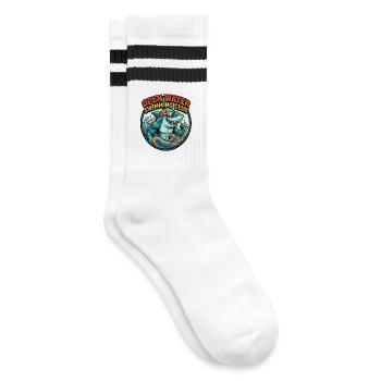 OPEN WATER SWIMMING CLUB: Für alle Wasserratten - Gestreifte Tennissocken - Weiß/Schwarz - Rechts