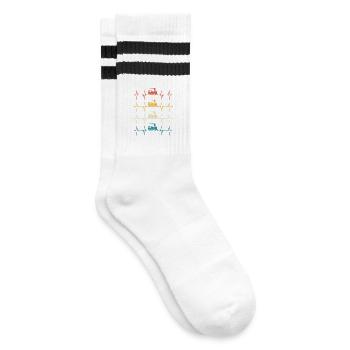 Steam Train Locomotive Train Heartbeat Train - Striped tennis socks - white/black - Right