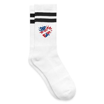 Stop the deportation protest heart - Striped tennis socks - white/black - Right