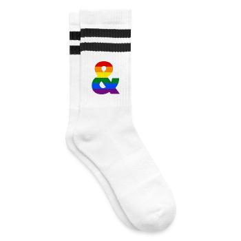 Pride Rainbow Ampersand - Striped tennis socks - white/black - Right