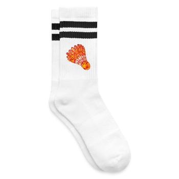 Badminton Federball Feuer Zeichnung - Gestreifte Tennissocken - Weiß/Schwarz - Rechts