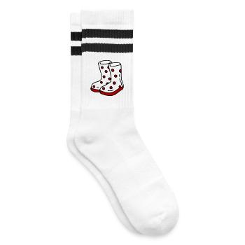 lustige Schuhe für den Garten - Gestreifte Tennissocken - Weiß/Schwarz - Rechts