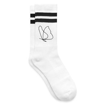 Butterfly - Striped tennis socks - white/black - Right
