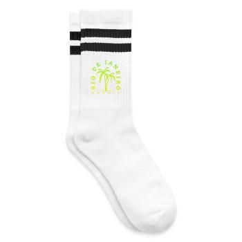 Rio Palm Neon Brasil - Gestreifte Tennissocken - Weiß/Schwarz - Rechts