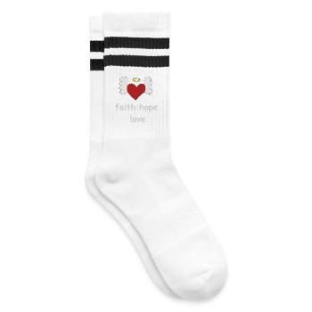 herz flügel faith - Gestreifte Tennissocken - Weiß/Schwarz - Rechts