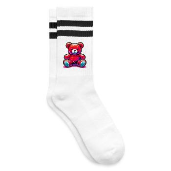 Bear - Striped tennis socks - white/black - Right