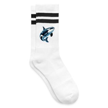 Killer whale - Striped tennis socks - white/black - Right