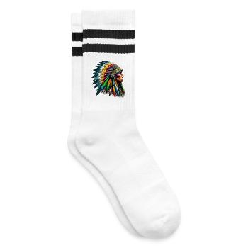 Amerikanischer Indianer Amerikaner - Gestreifte Tennissocken - Weiß/Schwarz - Rechts