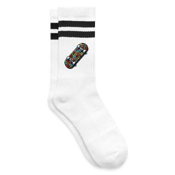Skateboard - Gestreifte Tennissocken - Weiß/Schwarz - Rechts