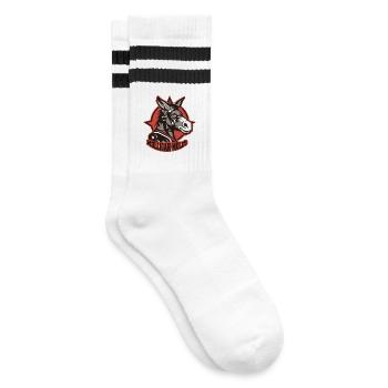Mulligan Mules Mascot Logo - Striped tennis socks - white/black - Right