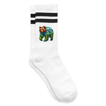 Bear - Striped tennis socks - white/black - Right