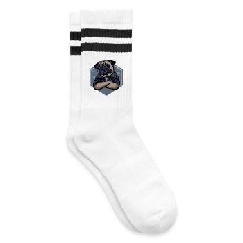 Pug Dog - Striped tennis socks - white/black - Right