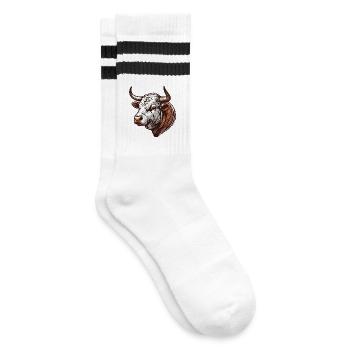 Stier - Gestreifte Tennissocken - Weiß/Schwarz - Rechts