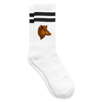 Sanglier Portrait Expressif Habitant de la Forêt - Chaussettes de tennis - blanc/noir - Droite