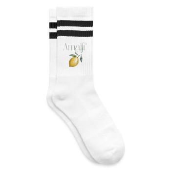 AMALFI – Lemon Chic - Gestreifte Tennissocken - Weiß/Schwarz - Rechts
