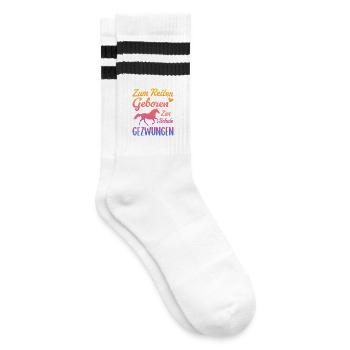 Zum Reiten Geboren Zur Schule gezwungen Pferde  - Gestreifte Tennissocken - Weiß/Schwarz - Rechts