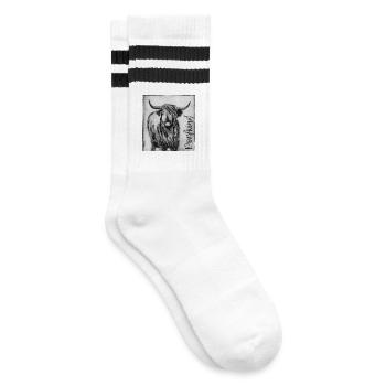 Enfant du village avec vache - Modèle imprimé sculpté à la main - Chaussettes de tennis - blanc/noir - Droite