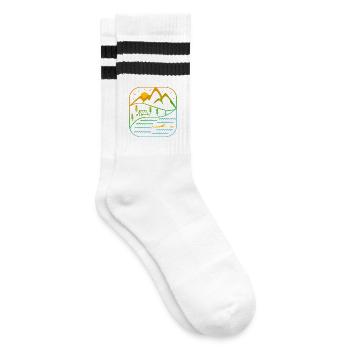 Kajak Outdoor Sport Rudern Paddeln Kanu Design - Gestreifte Tennissocken - Weiß/Schwarz - Rechts