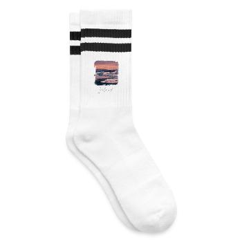 Lagoon Iceland - Gestreifte Tennissocken - Weiß/Schwarz - Rechts