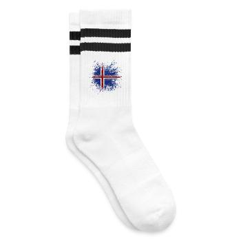 Drapeau de l’Islande grunge, fierté islandaise - Chaussettes de tennis - blanc/noir - Droite
