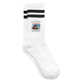 Ein Leben ohne Kraftsport ist möglich aber Sinnlos - Gestreifte Tennissocken - Weiß/Schwarz - Rechts