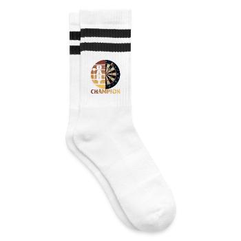 Dart Champion - Gestreifte Tennissocken - Weiß/Schwarz - Rechts