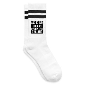Radfahren - Gestreifte Tennissocken - Weiß/Schwarz - Rechts
