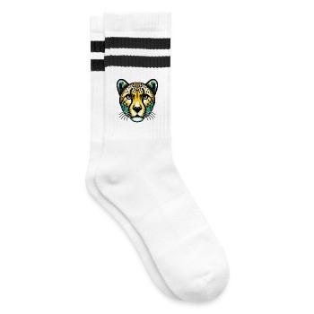 Gepard - Gestreifte Tennissocken - Weiß/Schwarz - Rechts