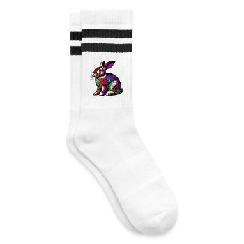 Rabbit - Striped tennis socks - white/black - Right