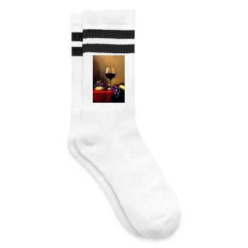Wein Trinker - Gestreifte Tennissocken - Weiß/Schwarz - Rechts