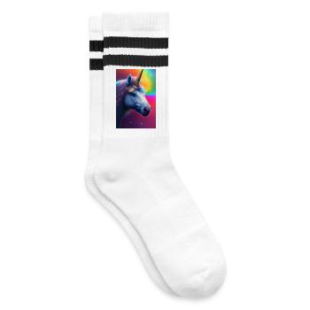 Unicorn - Striped tennis socks - white/black - Right