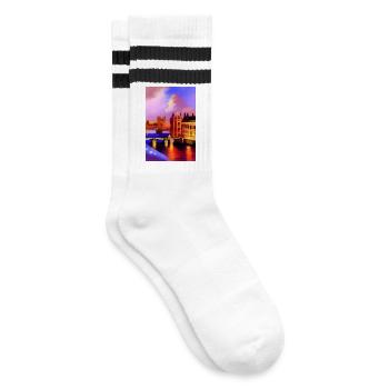 Brücken in London - Gestreifte Tennissocken - Weiß/Schwarz - Rechts