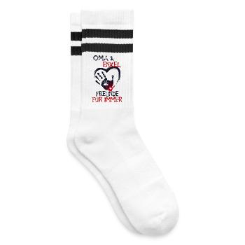 Enkel Oma Großmutter Statement Lieblingsoma - Gestreifte Tennissocken - Weiß/Schwarz - Rechts
