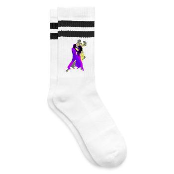 Argentine tango dancers - Striped tennis socks - white/black - Right