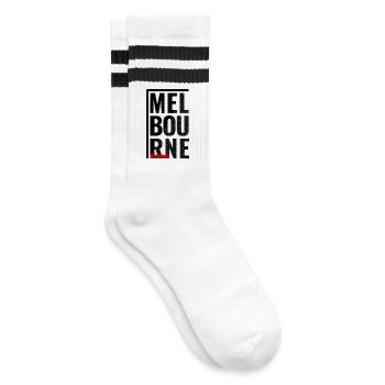 Melbourne Australien Typografie Design - Gestreifte Tennissocken - Weiß/Schwarz - Rechts