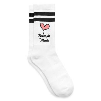 OMA. MUTTERTAG. ALLES GUTE ZUM OMA-TAG. ICH LIEBE DICH - Gestreifte Tennissocken - Weiß/Schwarz - Rechts