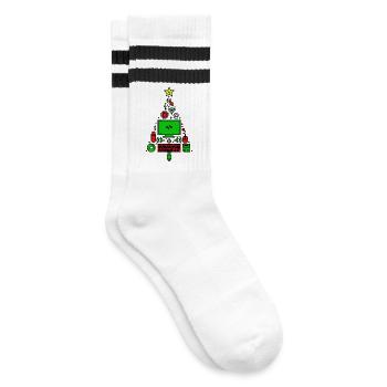 Code Computer Code Debug Scripting Programmer - Striped tennis socks - white/black - Right