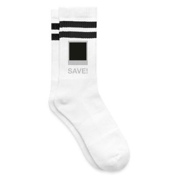 save me - Gestreifte Tennissocken - Weiß/Schwarz - Rechts