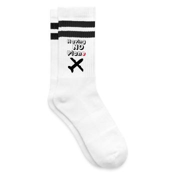 Having no Plane Geschenk - Gestreifte Tennissocken - Weiß/Schwarz - Rechts