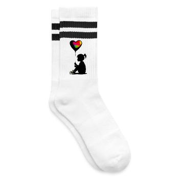 Heart Love - Striped tennis socks - white/black - Right