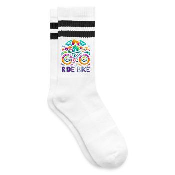 Cycling - Ride Bike design - Striped tennis socks - white/black - Right