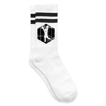 Cheerleader Strichfiguren - Gestreifte Tennissocken - Weiß/Schwarz - Rechts