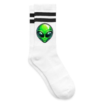 Alien extraterrestre martien - Chaussettes de tennis - blanc/noir - Droite