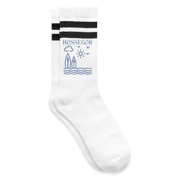 HOSSEGOR Coastal Surf Scene - Striped tennis socks - white/black - Right