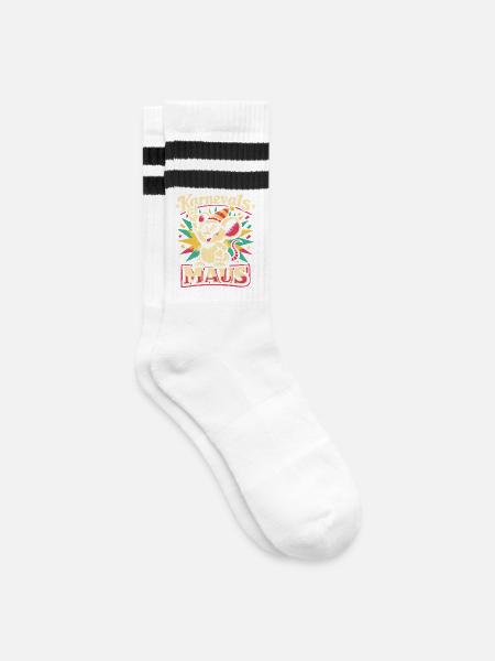 Karnevalsmaus Rock Musik Lustig Geschenk - Gestreifte Tennissocken - Weiß/Schwarz
