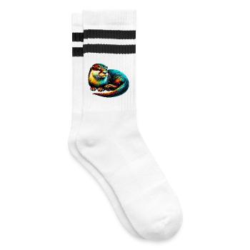 Otter - Striped tennis socks - white/black - Right