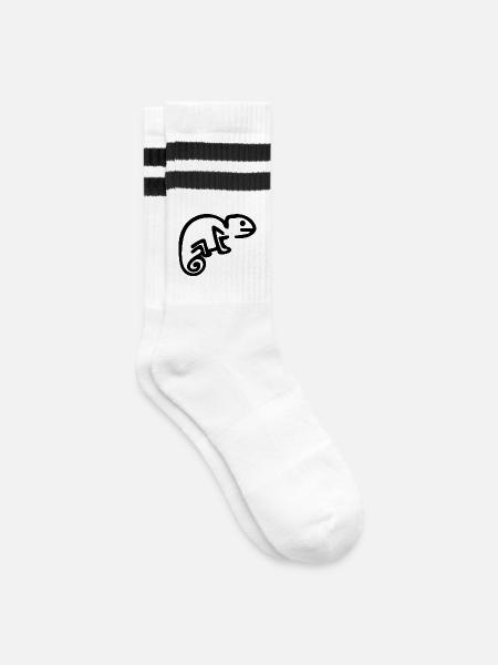 Chamäleon - Gestreifte Tennissocken - Weiß/Schwarz