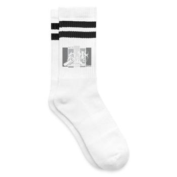 Motorrad Racing moto Biker Illustration Symbol - Gestreifte Tennissocken - Weiß/Schwarz - Rechts