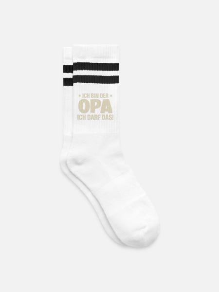 Opa - Gestreifte Tennissocken - Weiß/Schwarz