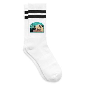 Pyrenees Shepherd Dog Patch: Mountain Companion - Striped tennis socks - white/black - Right